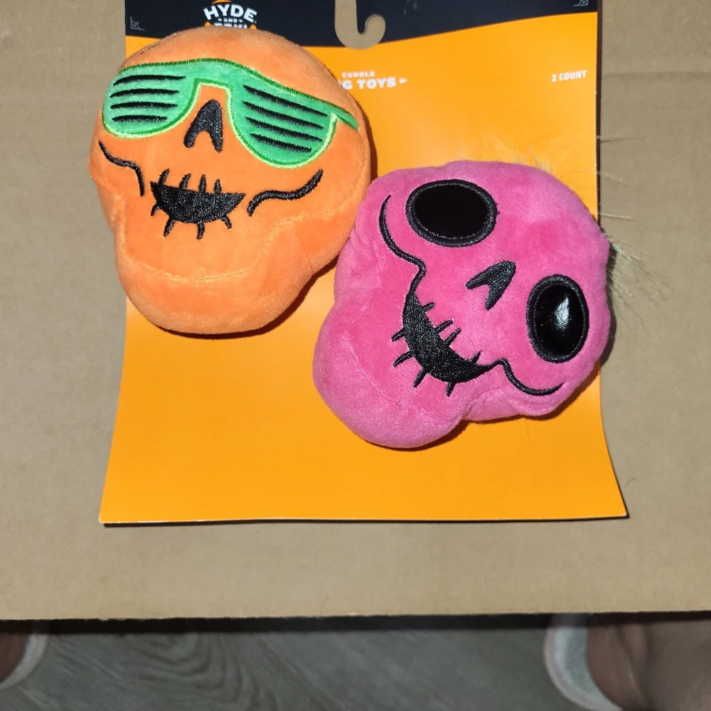 Hyde & EEK! Pink and Orange Skull Dog Toys